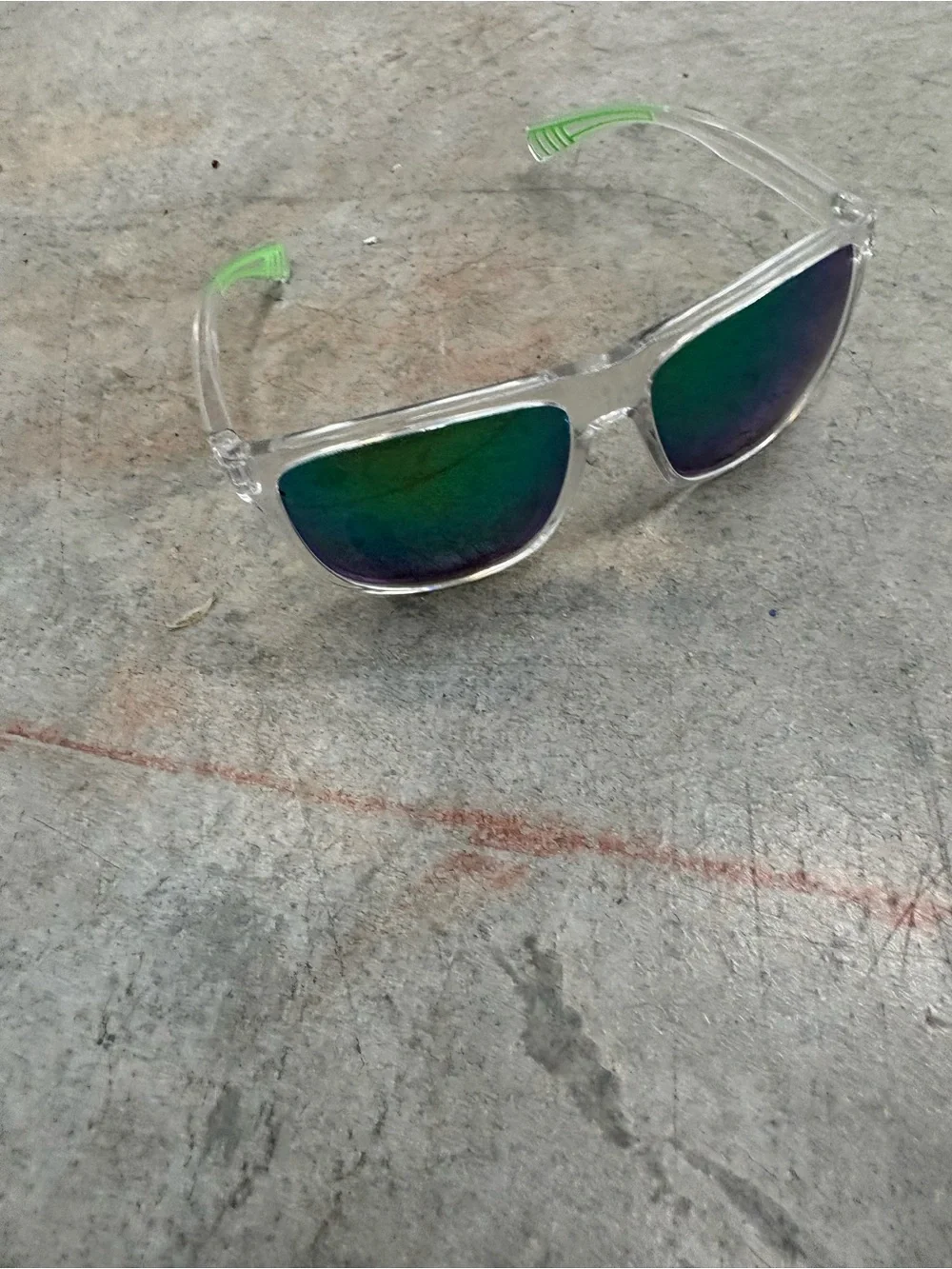 Body Glove J09 Men's Square Sunglasses Clear Frame Green Mirrored UV400 1.00